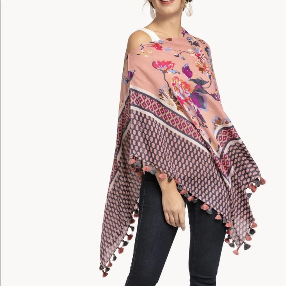 WILD FLOWERS SCARF PONCHO